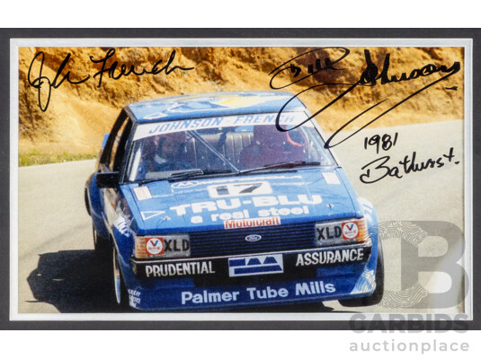1660792 · Framed Signed Photo Montage of Bathurst Winner's Dick Johnson and John French 1981