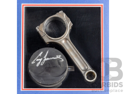1662310 · Framed Craig Lowndes 1999 Championship Winner Signed Race Piston, AUTOart 1:18 Model Car & Photo