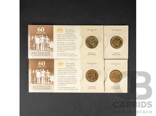 1660976 · Australian RAM 2009 Set of four One Dollar Coins, Mint Marked, Australian Citizenship.