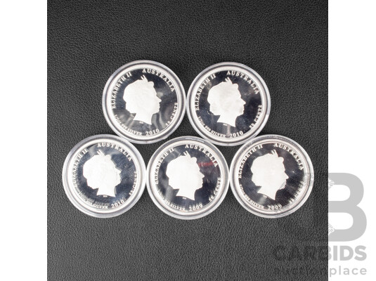 1660972 · Five Australian Perth Mint 2009 Proof Silver Coins, Sea Life