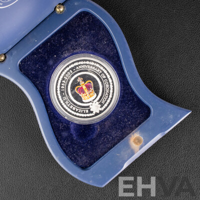 Australian Perth Mint 2003 Silver Coloured One Dollar Coin, Coronation Anniversary .999