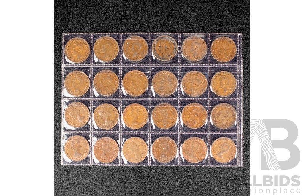Twenty four Australian Pennies 1938-1963