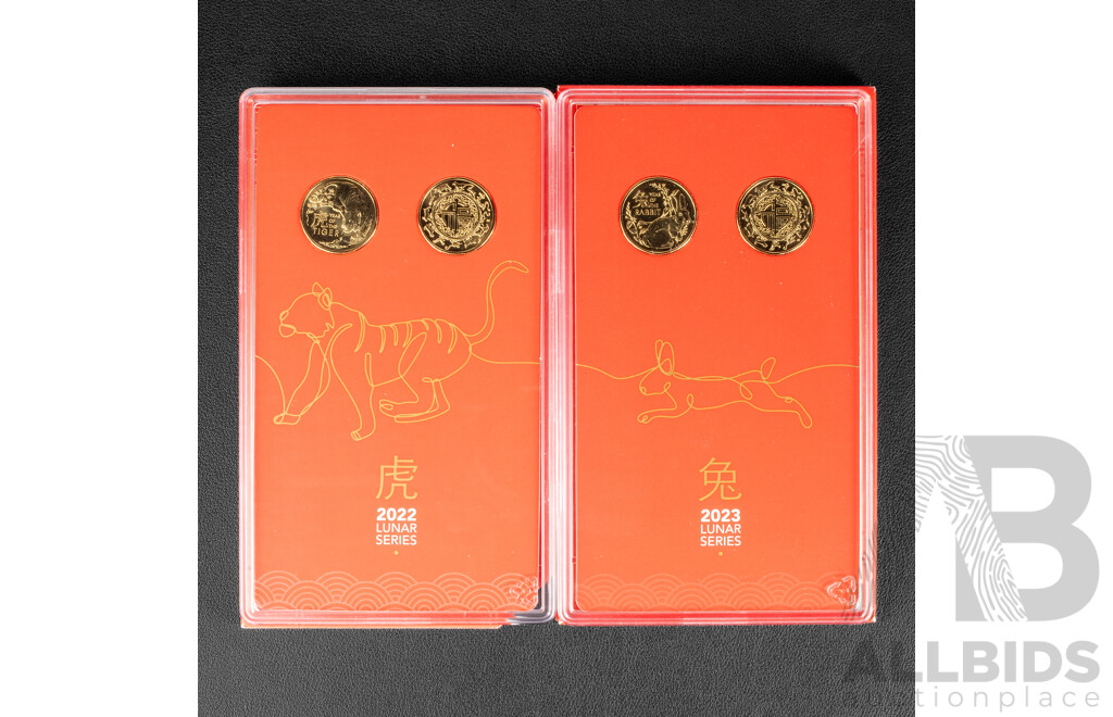 Two Australian RAM 2022 2023 Lunar Coin Sets