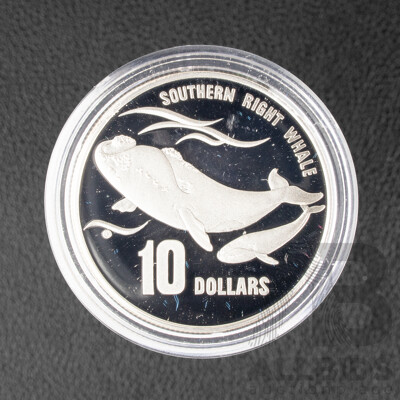 Australian RAM 1996 Piedfort Silver Ten Dollar Coin, Southern Whale .925