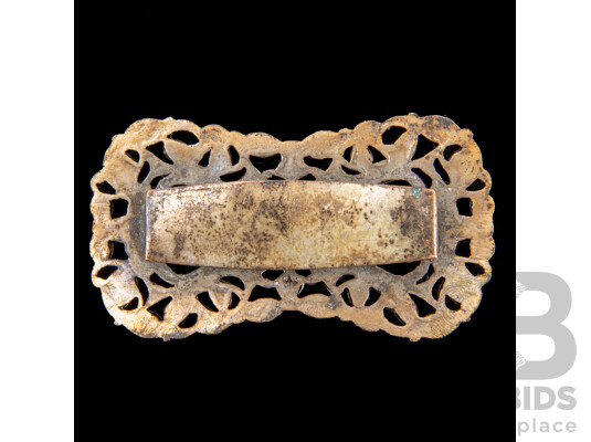 1662706 · Vintage Belt Buckle with Old Native Rose Cut White Topaz