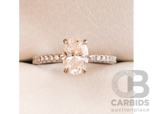 14ct White Gold & Lab Grown Diamonds Engagement Ring - Size I