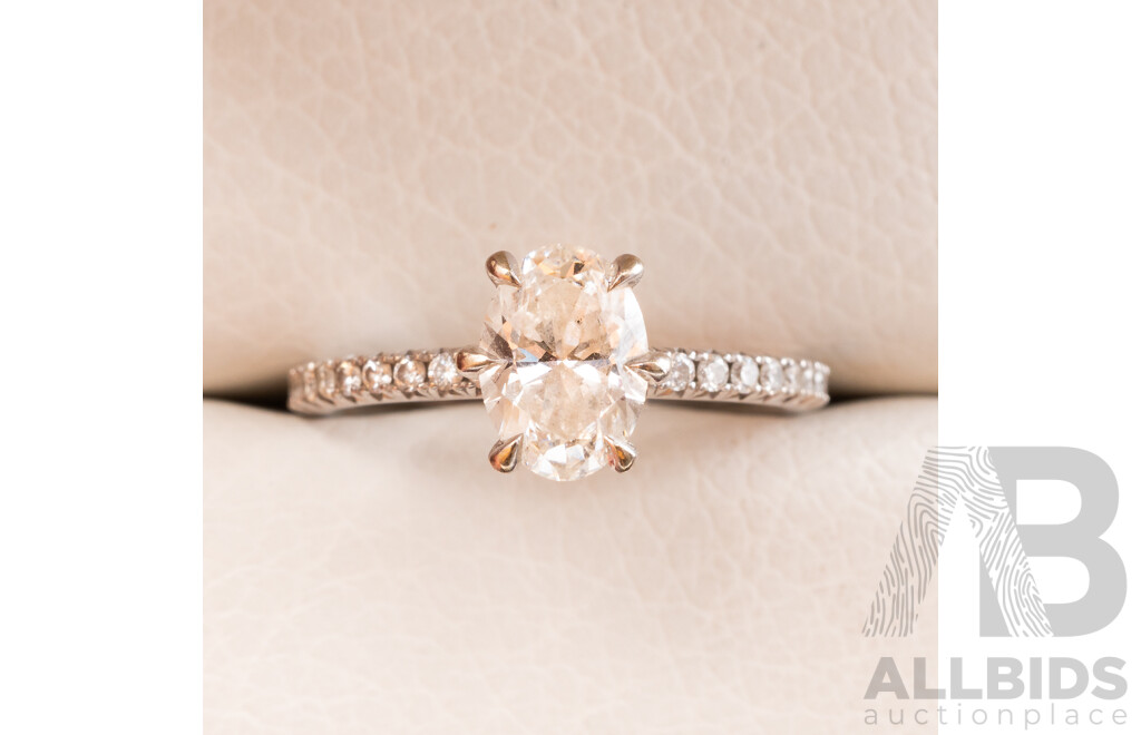 14ct White Gold & Lab Grown Diamonds Engagement Ring - Size I