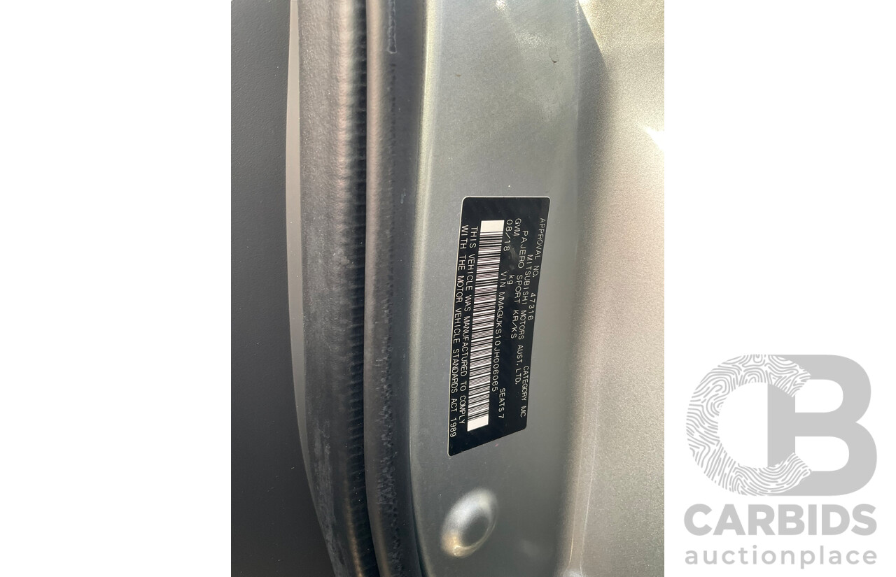 08/2018 Mitsubishi Pajero Sport GLS 7 SEAT 4x4 MY18 4D Wagon Silver 2.4L