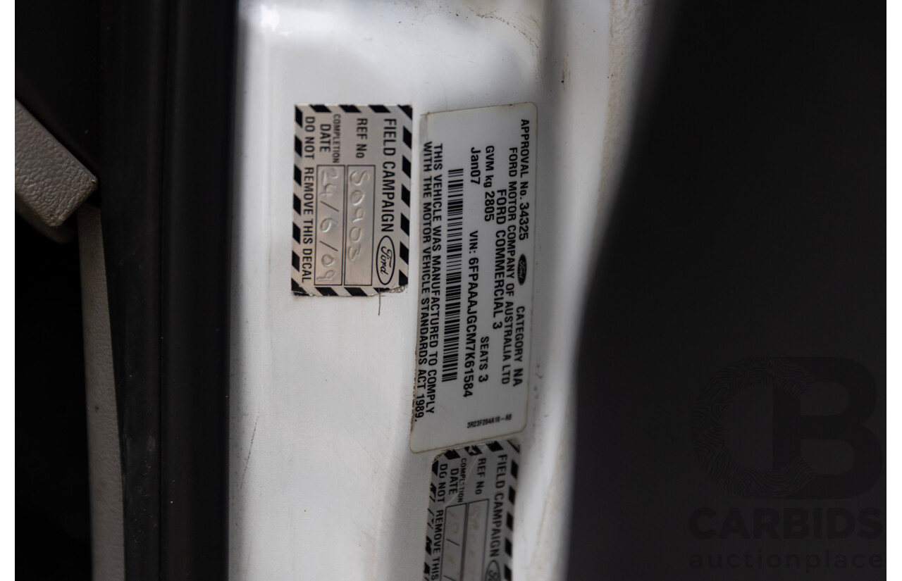 01/2007 Ford Falcon XL (LPG) RWD BF MKII C/Chas Winter White 4.0L