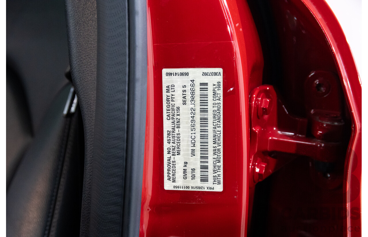 10/2016 Mercedes-Benz Gla 180 FWD X156 MY17 4D Wagon Jupiter Red Turbo 1.6L