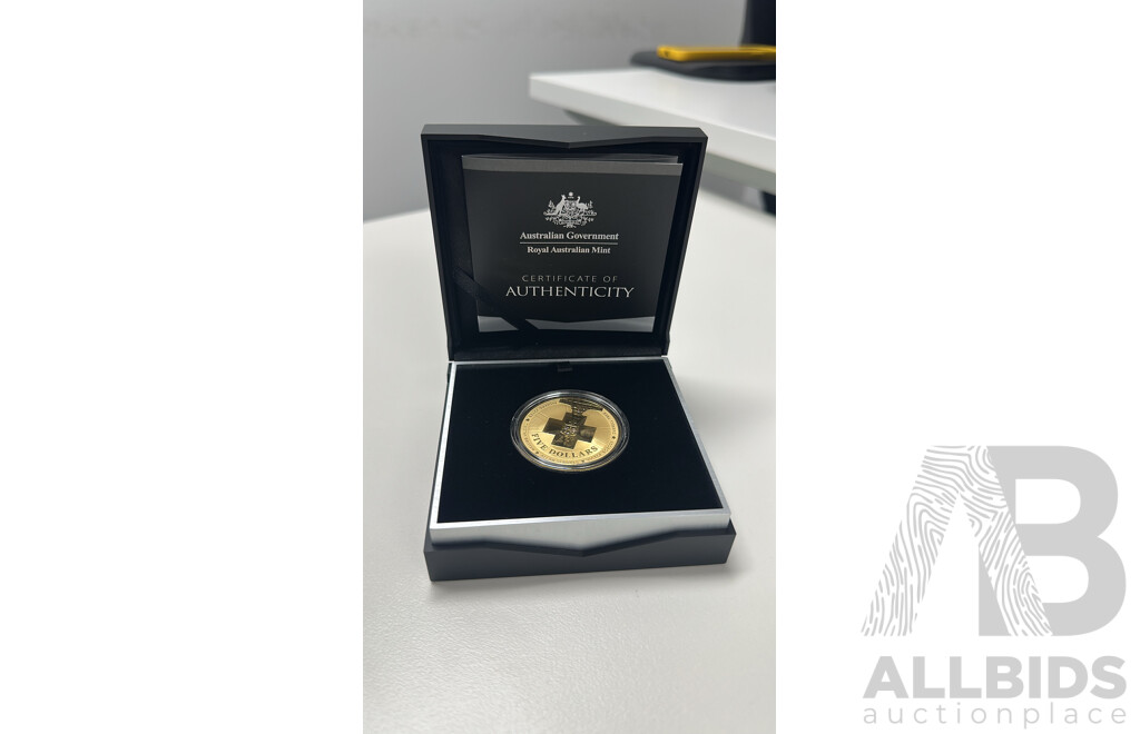 L50 - 2015 $5 Australian Bravery Gold-Plated Fine Silver 1oz Frosted Uncirculated Coin (Royal Australian Mint)