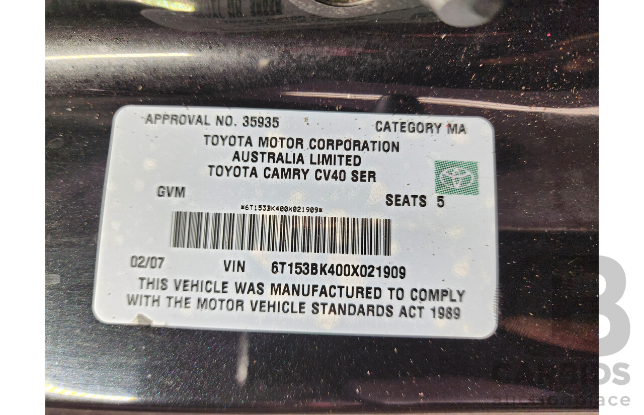 2/2007 Toyota Camry Sportivo ACV40R 4d Sedan Black 2.4L
