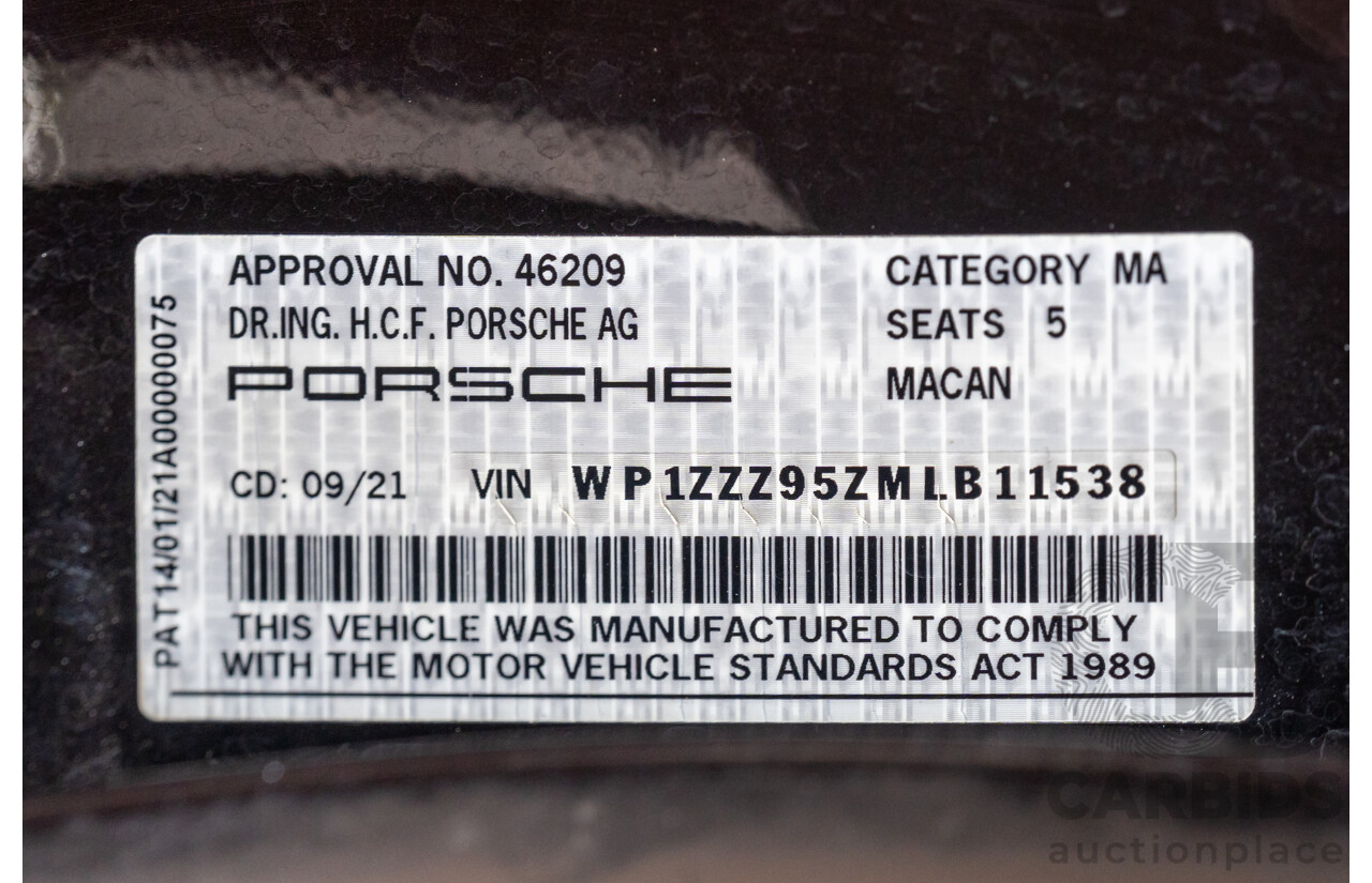 09/2021 Porsche Macan (AWD) 95B MY21 4d Wagon Mahogany Metallic Turbo 2.0L