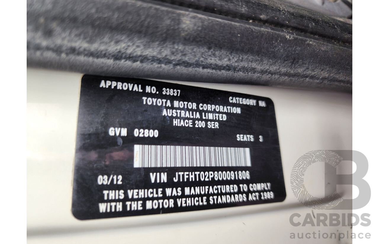 3/2012 Toyota Hiace LWB KDH201R MY12 UPGRADE 4d Van White 3.0L