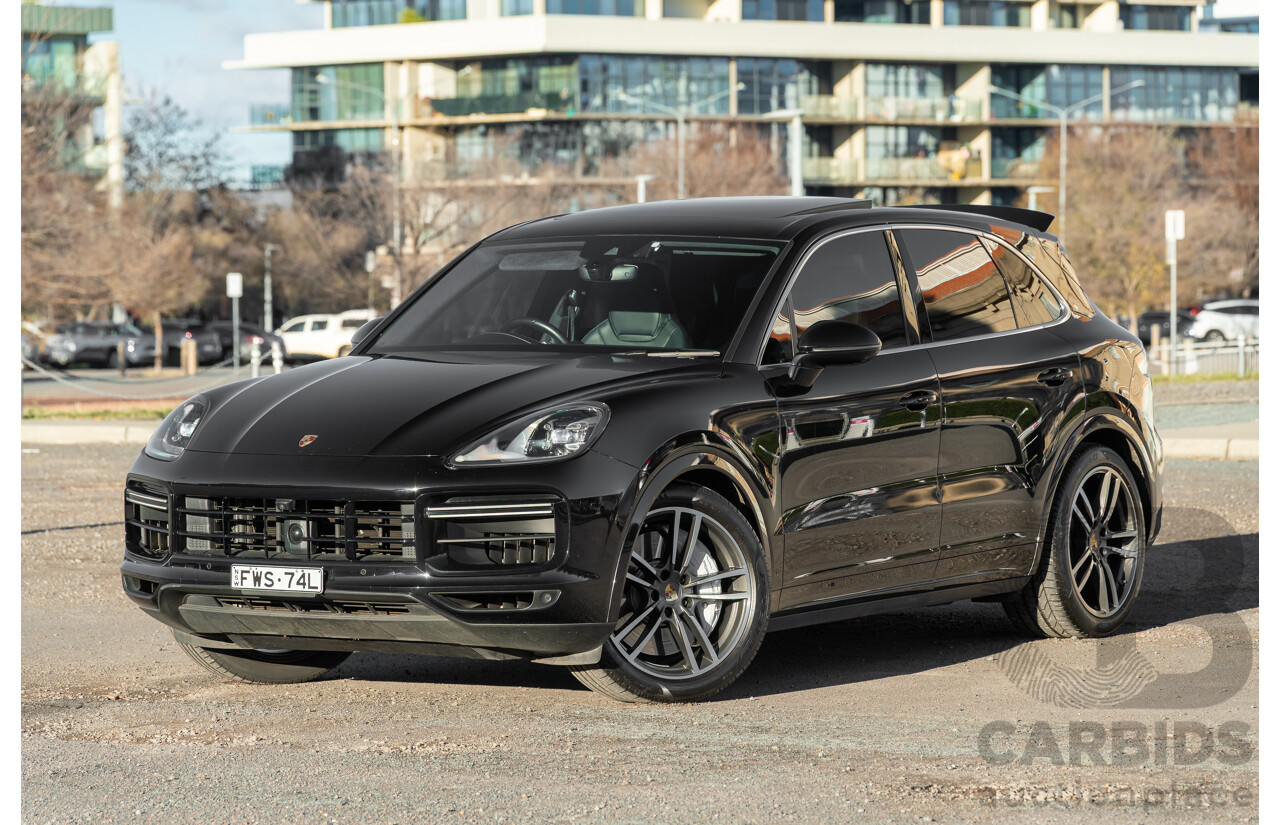 08/2018 Porsche Cayenne Turbo (AWD) 9YA MY19 4d Wagon Jet Black Metallic Twin Turbo V8 4.0L