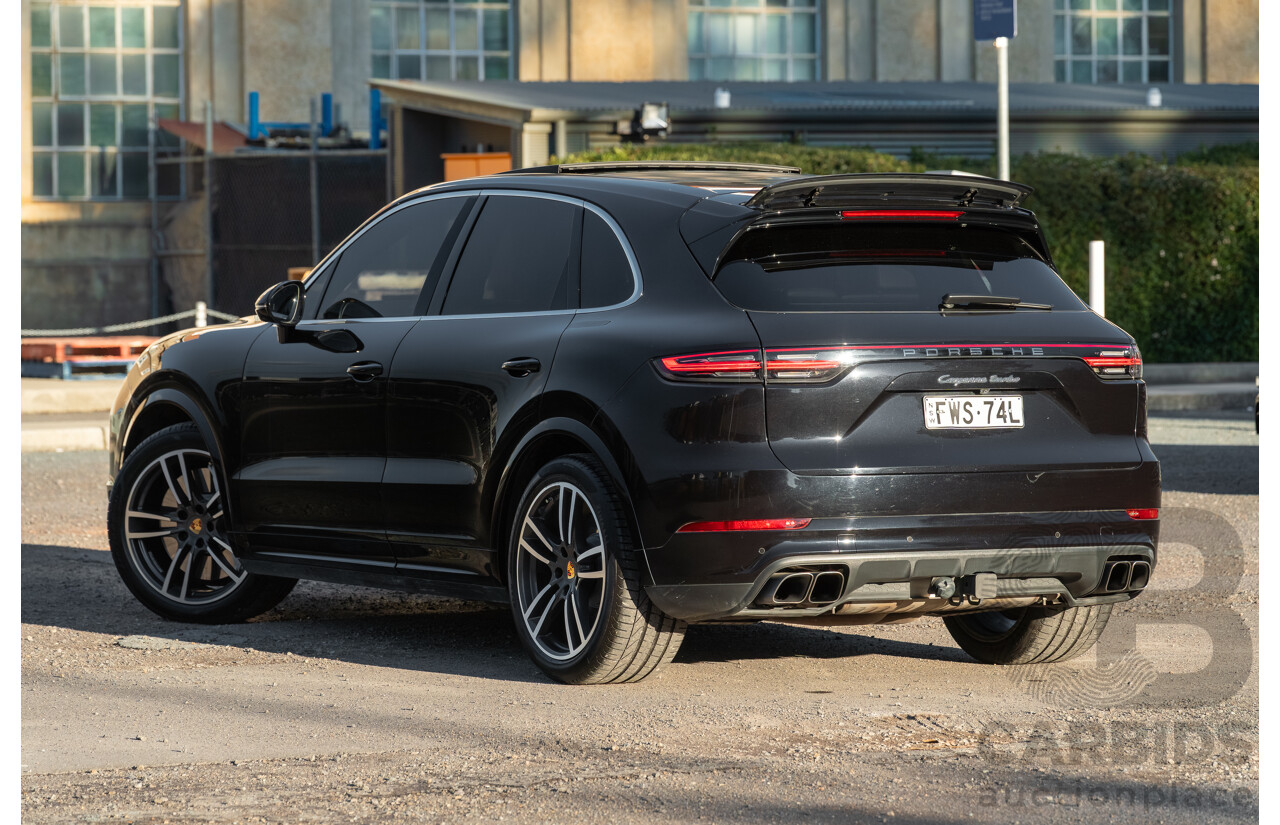 08/2018 Porsche Cayenne Turbo (AWD) 9YA MY19 4d Wagon Jet Black Metallic Twin Turbo V8 4.0L