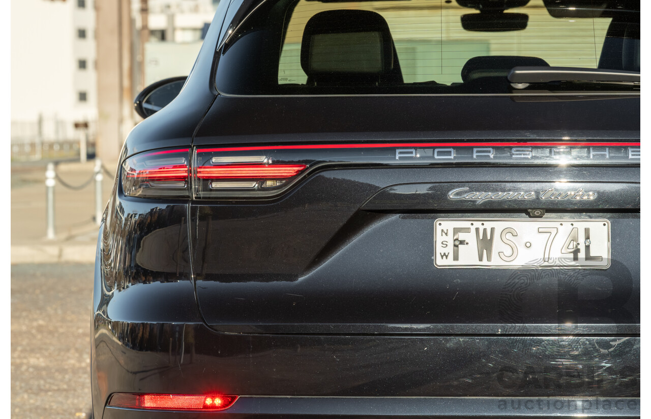 08/2018 Porsche Cayenne Turbo (AWD) 9YA MY19 4d Wagon Jet Black Metallic Twin Turbo V8 4.0L