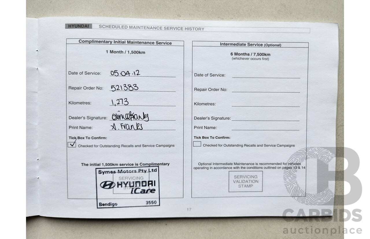 9/2011 Hyundai i30 SX FD MY11 5d Hatchback Silver 1.6L