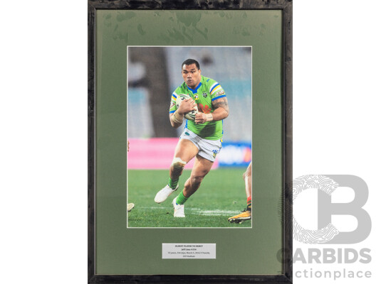 Collection of Thirteen Framed Photo Print of Canberra Raiders Players