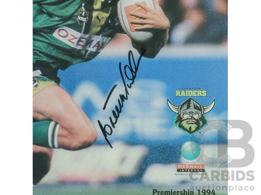 1661134 · Framed Signed Photo Print of Canberra Raiders Brett 'Duck' Mullins
