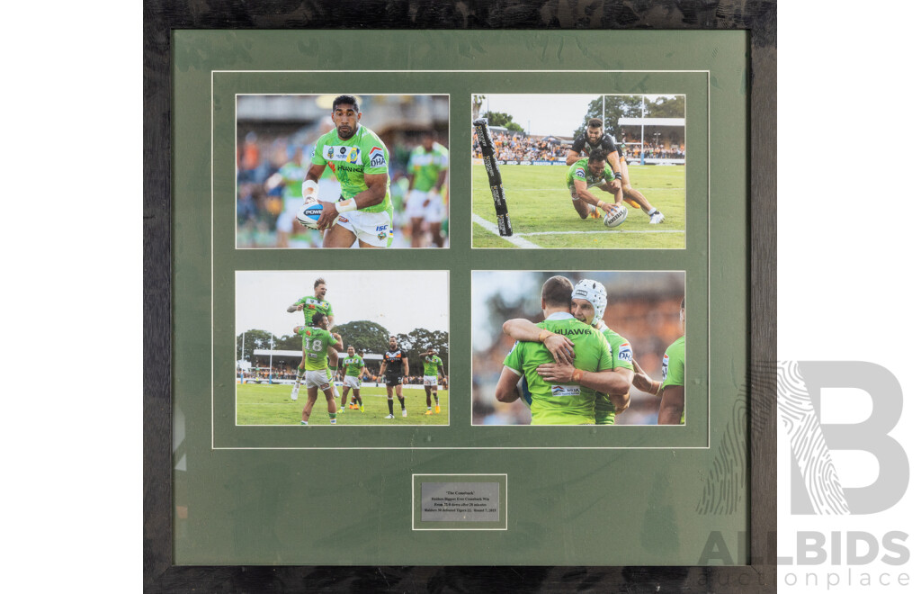 Collection of Ten Large Framed Photo Print of Canberra Raiders Players