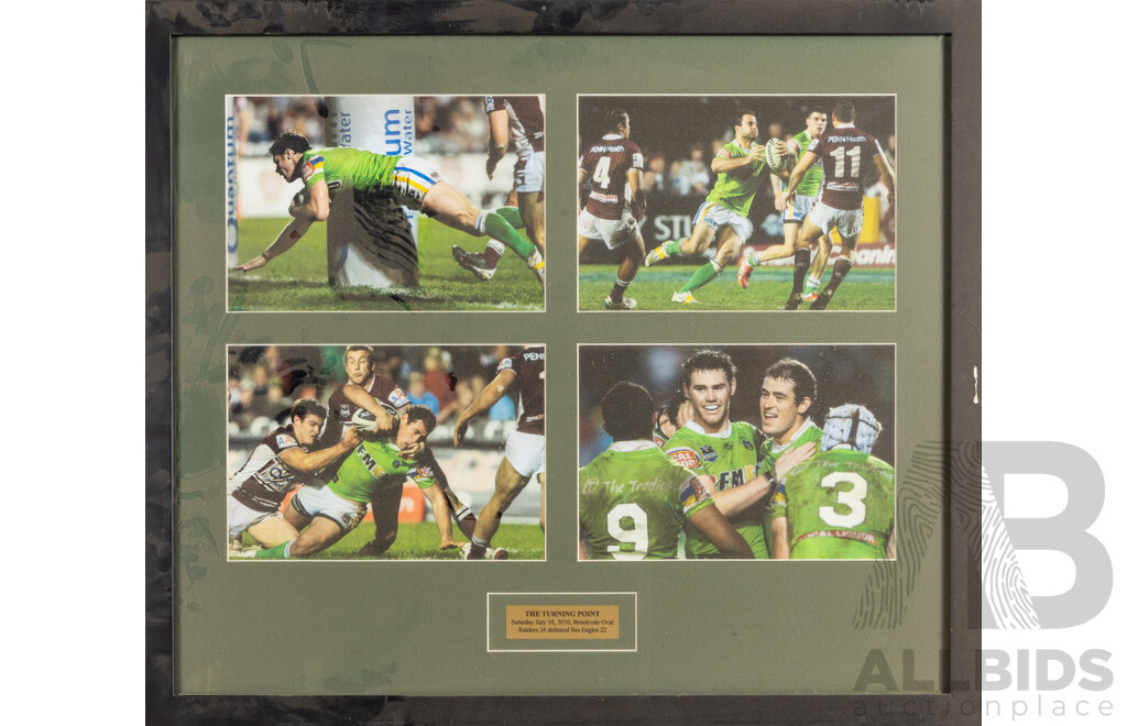 Collection of Ten Large Framed Photo Print of Canberra Raiders Players