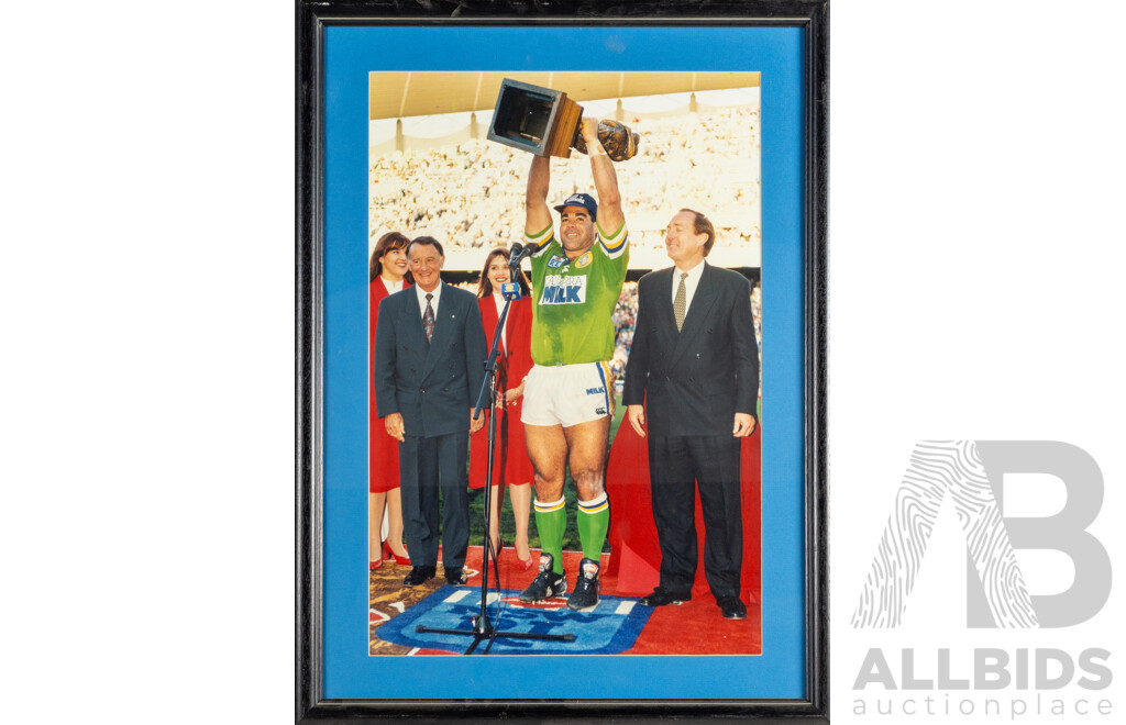 Collection of Ten Large Framed Photo Print of Canberra Raiders Players