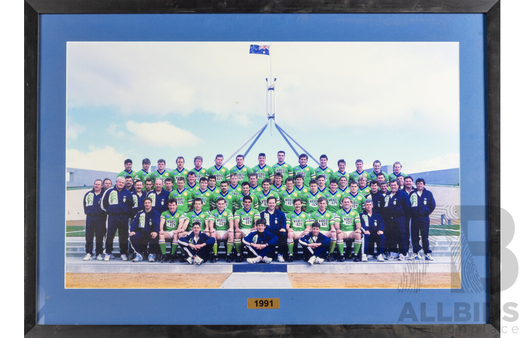 Collection of Ten Large Framed Photo Print of Canberra Raiders Players