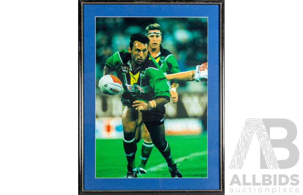 Collection of Ten Large Framed Photo Print of Canberra Raiders Players