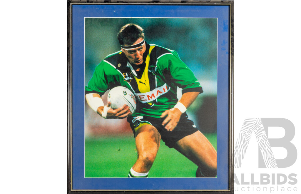 Collection of Ten Large Framed Photo Print of Canberra Raiders Players