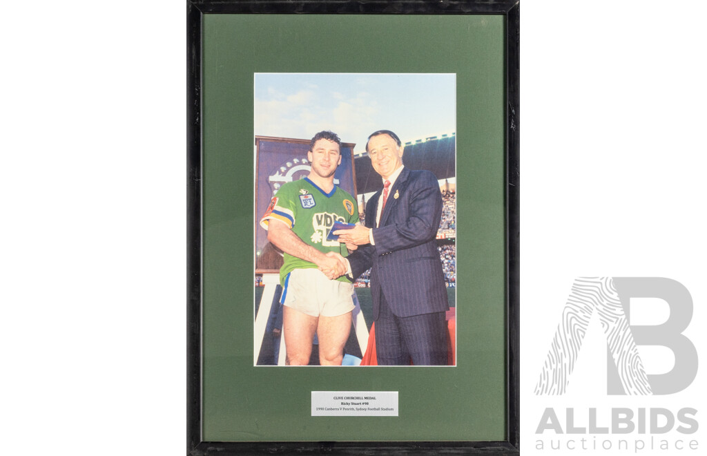 Collection of Ten Large Framed Photo Print of Canberra Raiders Players
