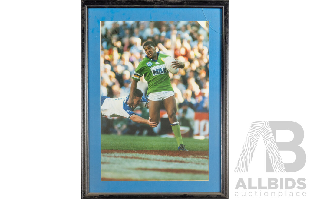 Collection of Ten Large Framed Photo Print of Canberra Raiders Players