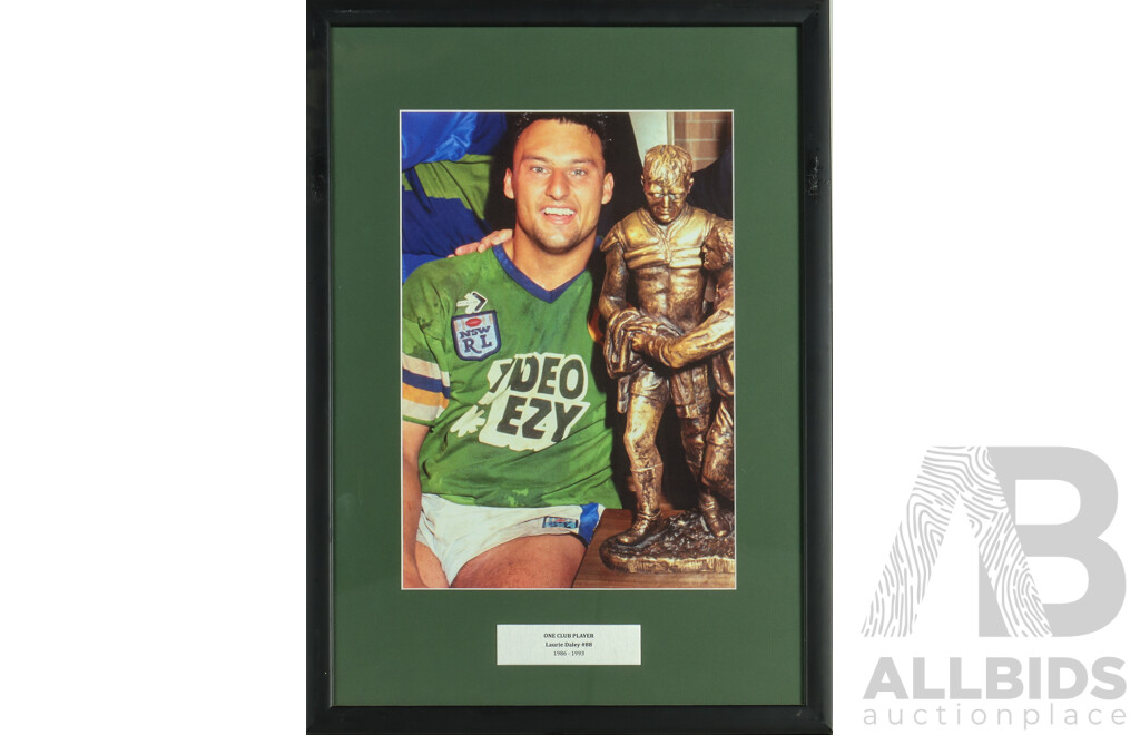 1661147 · Framed Photo Print of Canberra Raiders Laurie Daley with Windfield Cup