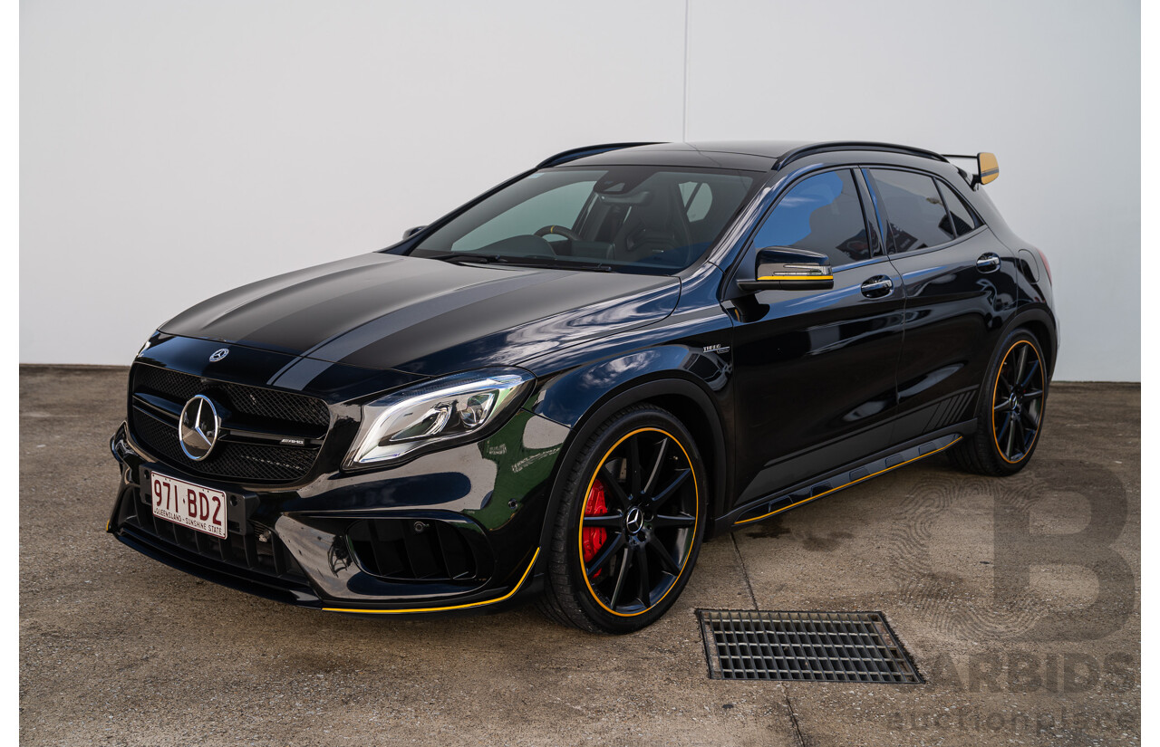 12/2017 Mercedes Benz GLA45 AMG Yellow Night Edition 4matic (AWD) X156 MY18 4d Wagon Cosmos Black Metallic Turbo 2.0L
