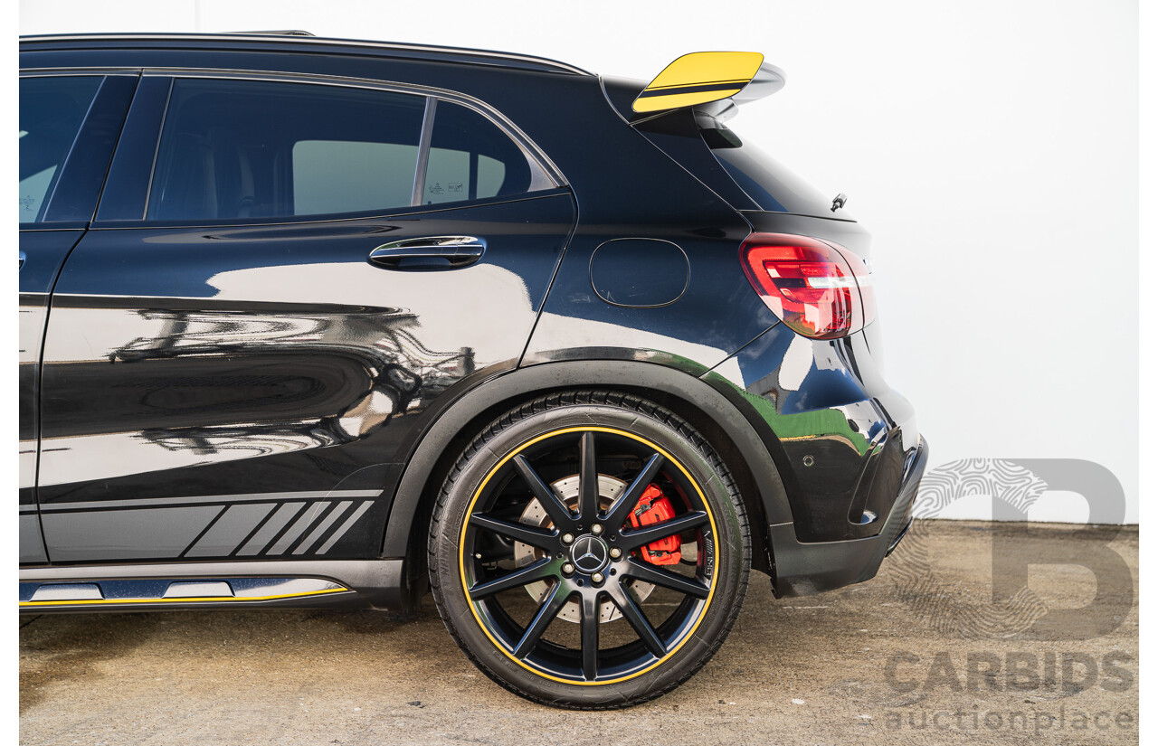 12/2017 Mercedes Benz GLA45 AMG Yellow Night Edition 4matic (AWD) X156 MY18 4d Wagon Cosmos Black Metallic Turbo 2.0L
