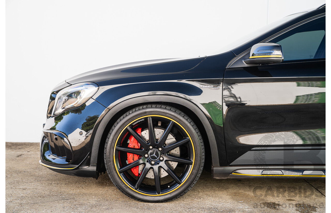 12/2017 Mercedes Benz GLA45 AMG Yellow Night Edition 4matic (AWD) X156 MY18 4d Wagon Cosmos Black Metallic Turbo 2.0L