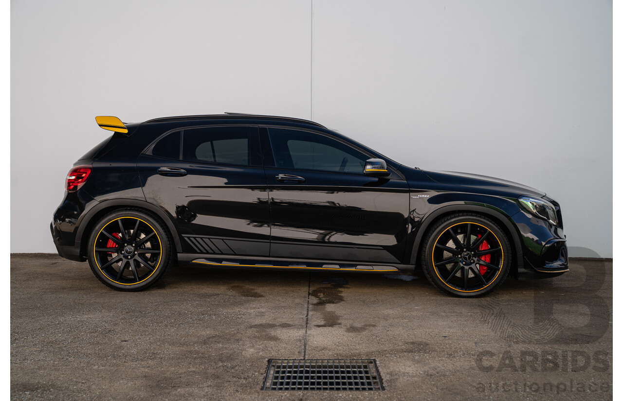 12/2017 Mercedes Benz GLA45 AMG Yellow Night Edition 4matic (AWD) X156 MY18 4d Wagon Cosmos Black Metallic Turbo 2.0L