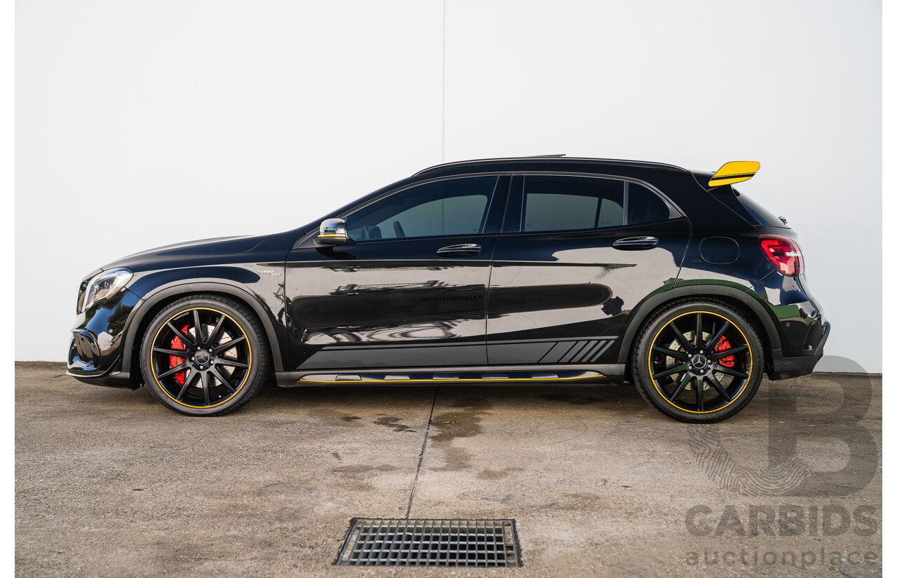 12/2017 Mercedes Benz GLA45 AMG Yellow Night Edition 4matic (AWD) X156 MY18 4d Wagon Cosmos Black Metallic Turbo 2.0L