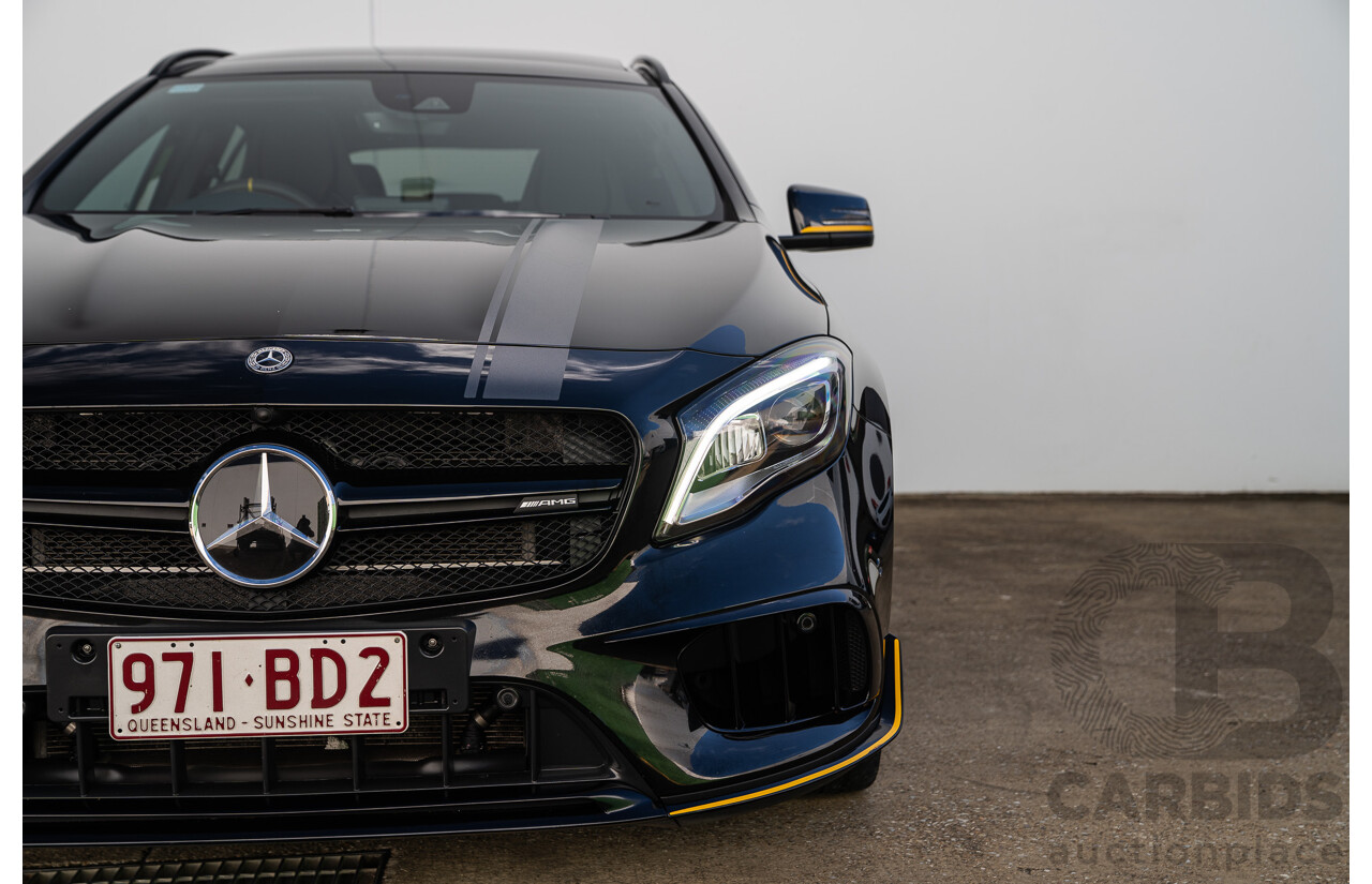 12/2017 Mercedes Benz GLA45 AMG Yellow Night Edition 4matic (AWD) X156 MY18 4d Wagon Cosmos Black Metallic Turbo 2.0L