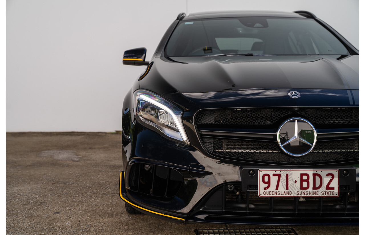 12/2017 Mercedes Benz GLA45 AMG Yellow Night Edition 4matic (AWD) X156 MY18 4d Wagon Cosmos Black Metallic Turbo 2.0L