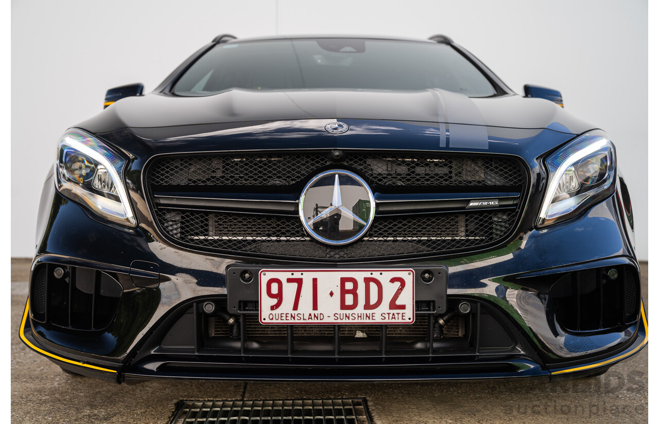 12/2017 Mercedes Benz GLA45 AMG Yellow Night Edition 4matic (AWD) X156 MY18 4d Wagon Cosmos Black Metallic Turbo 2.0L