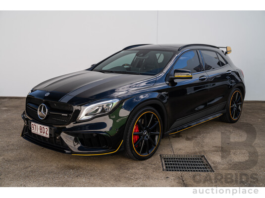 12/2017 Mercedes Benz GLA45 AMG Yellow Night Edition 4matic (AWD) X156 MY18 4d Wagon Cosmos Black Metallic Turbo 2.0L