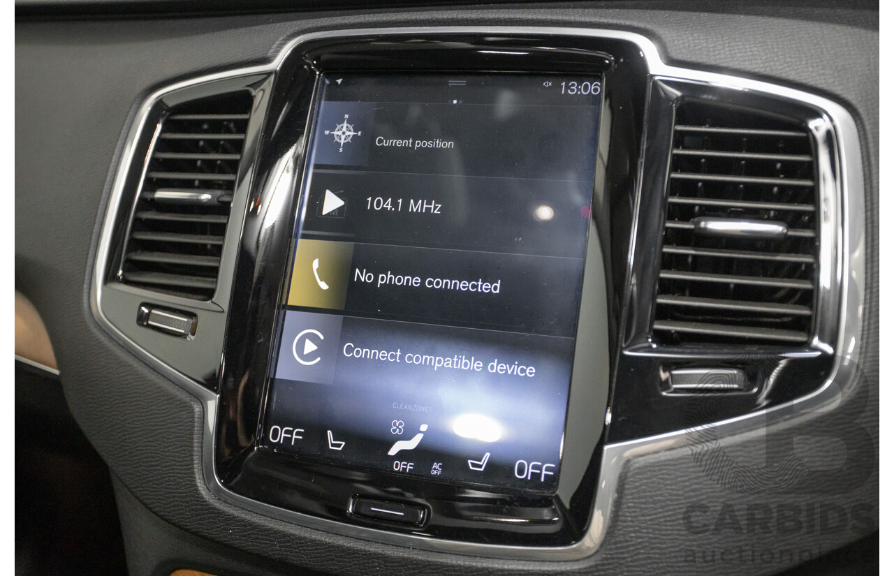 11/2018 Volvo XC90 T8 Inscription (AWD) 256 MY19 4d Wagon Onyx Black Metallic Turbo & Supercharged Plug-In Hybrid 2.0L - 7 Seater