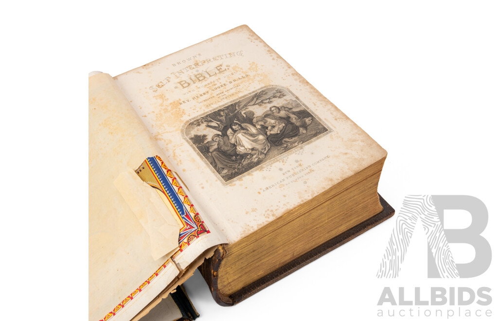 Early Leather Bound Brown's Self Interpreting Holy Bible