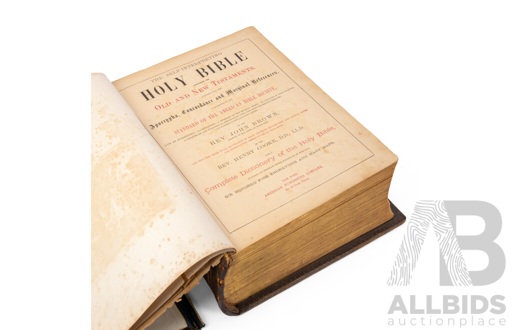Early Leather Bound Brown's Self Interpreting Holy Bible