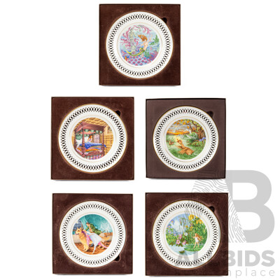 Collection of Five Boxed Hans Christian Andersen Cabinet Plates by Bing & Grondahl