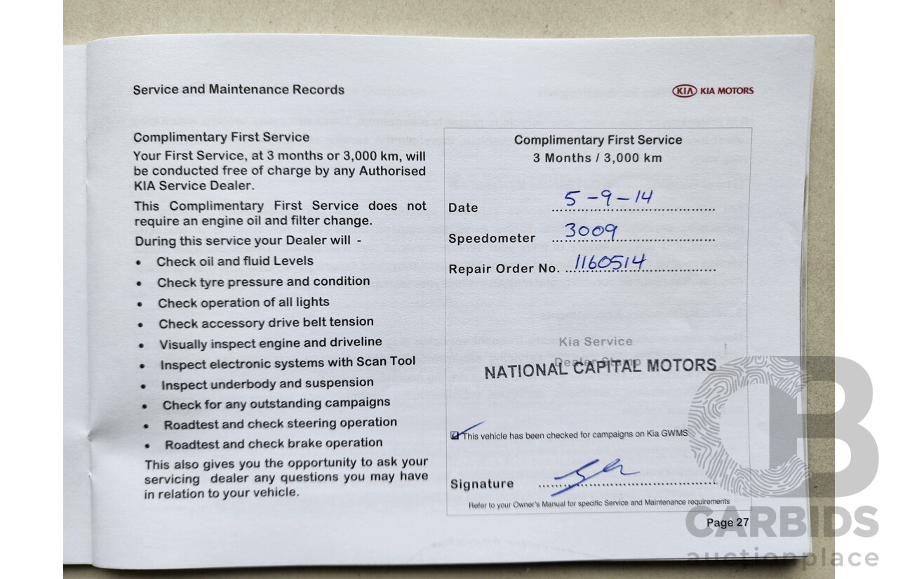 5/2014 Kia Sportage Si (fwd) SL SERIES 2 MY14 4d Wagon White 2.0L