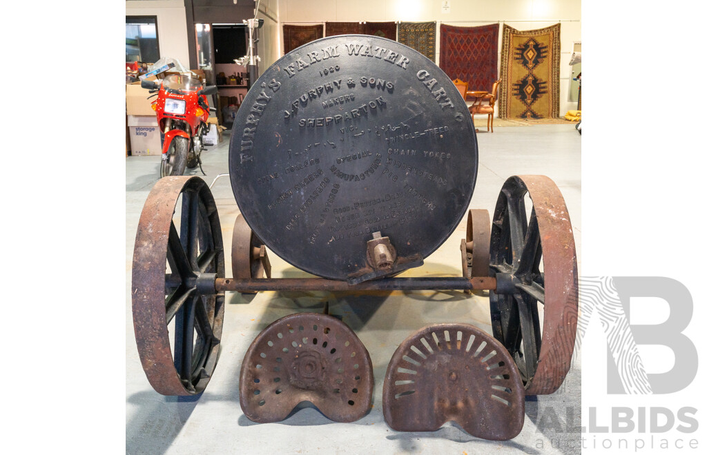 Vintage Furphy Water Cart with Cast Iron Ends, Circa 1920