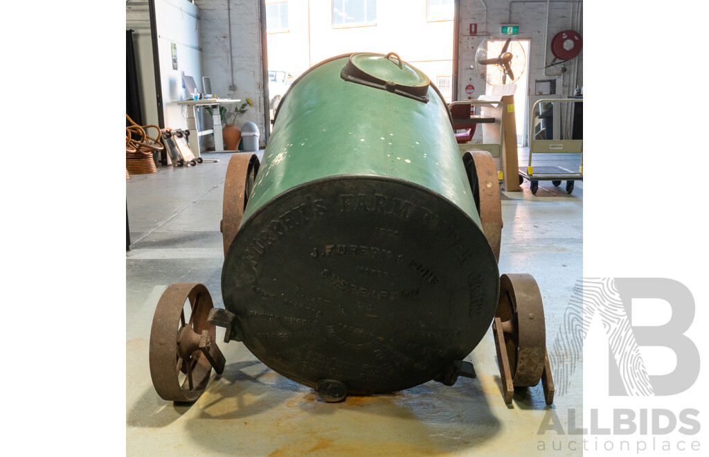 Vintage Furphy Water Cart with Cast Iron Ends, Circa 1920