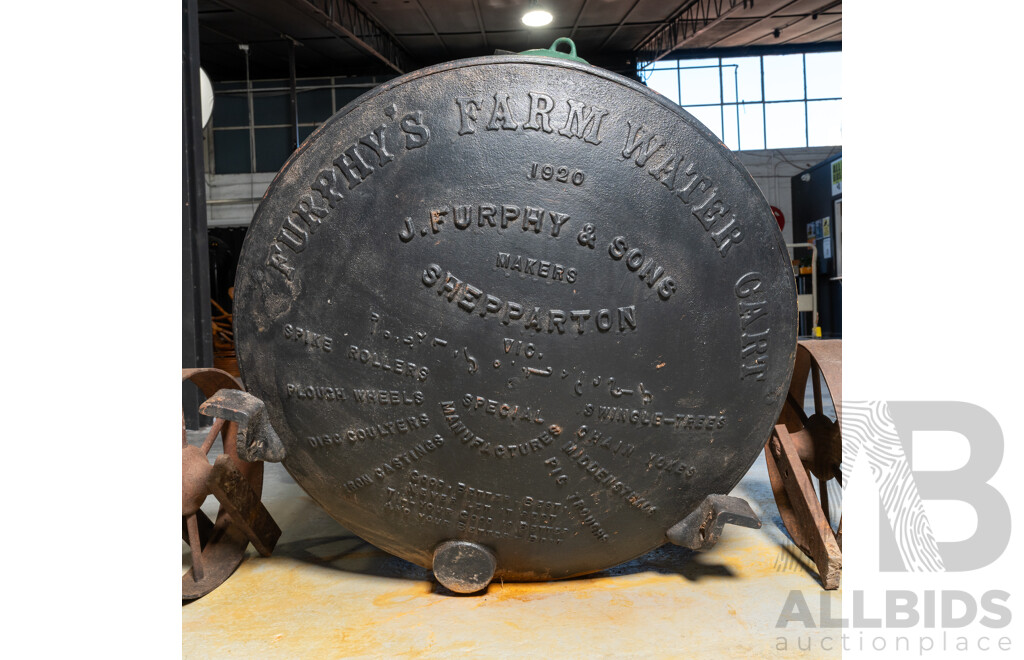 Vintage Furphy Water Cart with Cast Iron Ends, Circa 1920